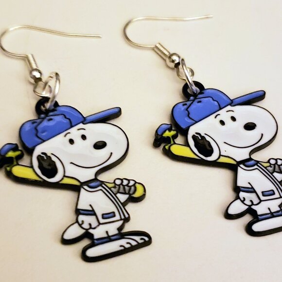 Handmade Peanuts Charlie Brown Baseball Snoopy Earrings - Picture 2 of 2